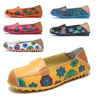 Балетки женские с принтом, спилок, Мокасины, лоферы, плоская подошва, без застежки, большой размер 44, весна-осень
