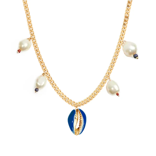 NECKLACE 8 Цепочка Из Нержавеющей Стали, каури, ожерелье в оправе, колье, аксессуары, массивные ожерелья для женщин, женские ювелирные изделия, бохо - Окраска металла: NECKLACE 8