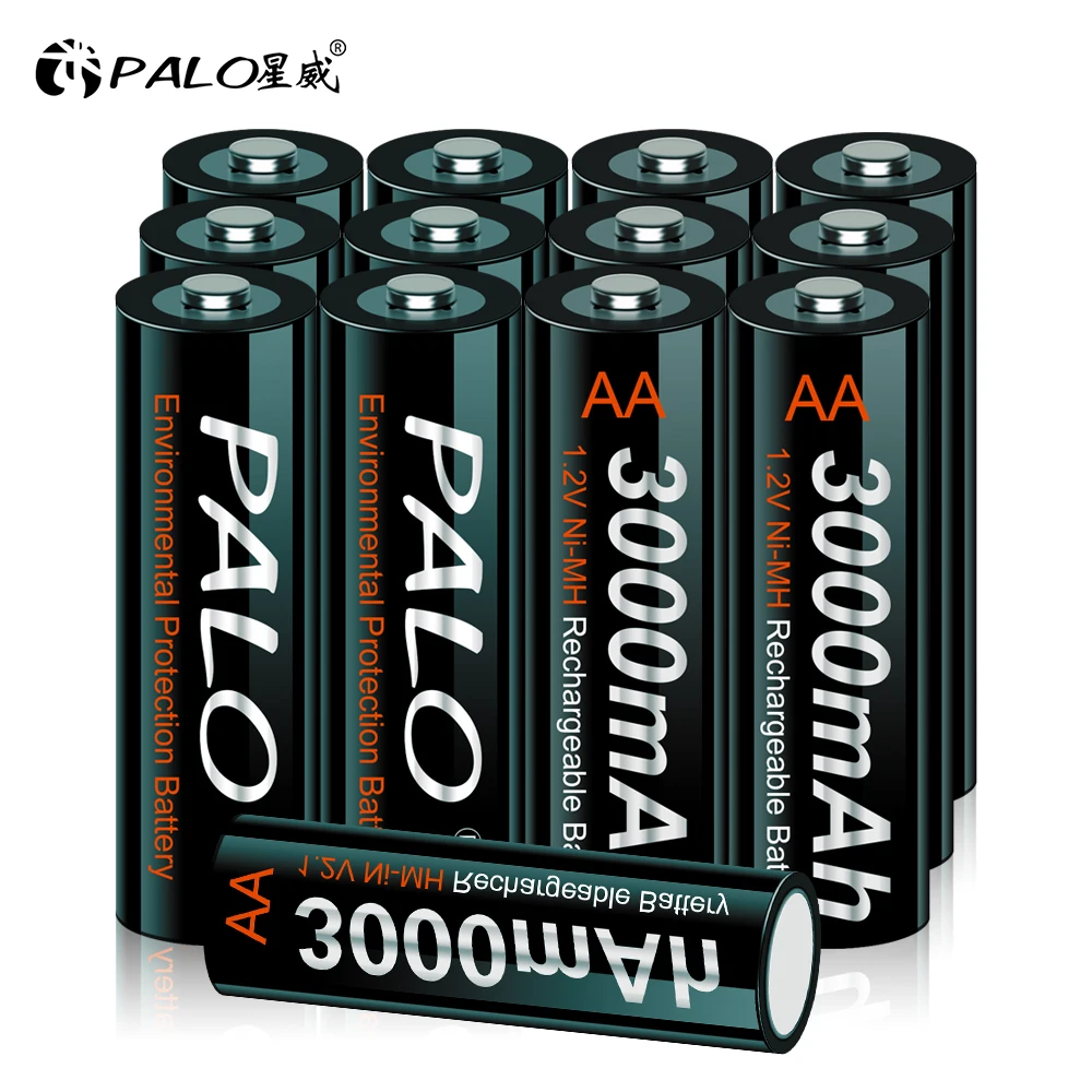 PALO 1 2 V AA（ПАЛЬЧИКОВЫЕ） Аккумуляторная Батарея 3000mAh 2A Ni-MH батарея и умная зарядное