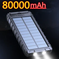 solar power bank waterproof 80000mah solar charger usb port external charger for xiaomi 5s smartphone power bank with led light