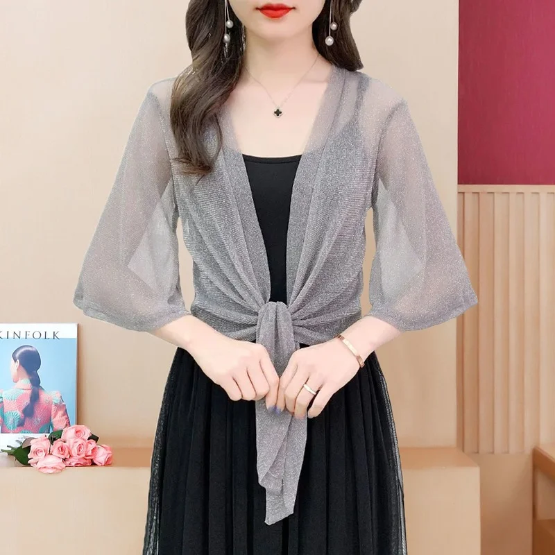 2022 одежда для защиты от солнца с рукавом три четверти яркая шелковая куртка