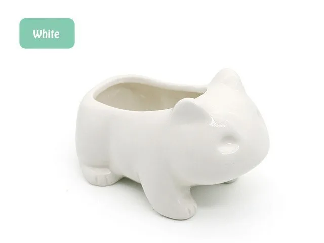 Белый Large 13cm x 7.5cm Kawaii Ceramic Flowerpot Bulbasaur Succulent Planter Cute Green Plants Flower Pot with Hole For Dropshipping - Цвет: Белый