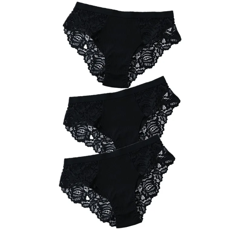 

3 Pcs Cotton Panties Sexy Panty Briefs Lace Panties Women Underwear Lingerie Panties for Female Ladies Floral Pantys Underpants