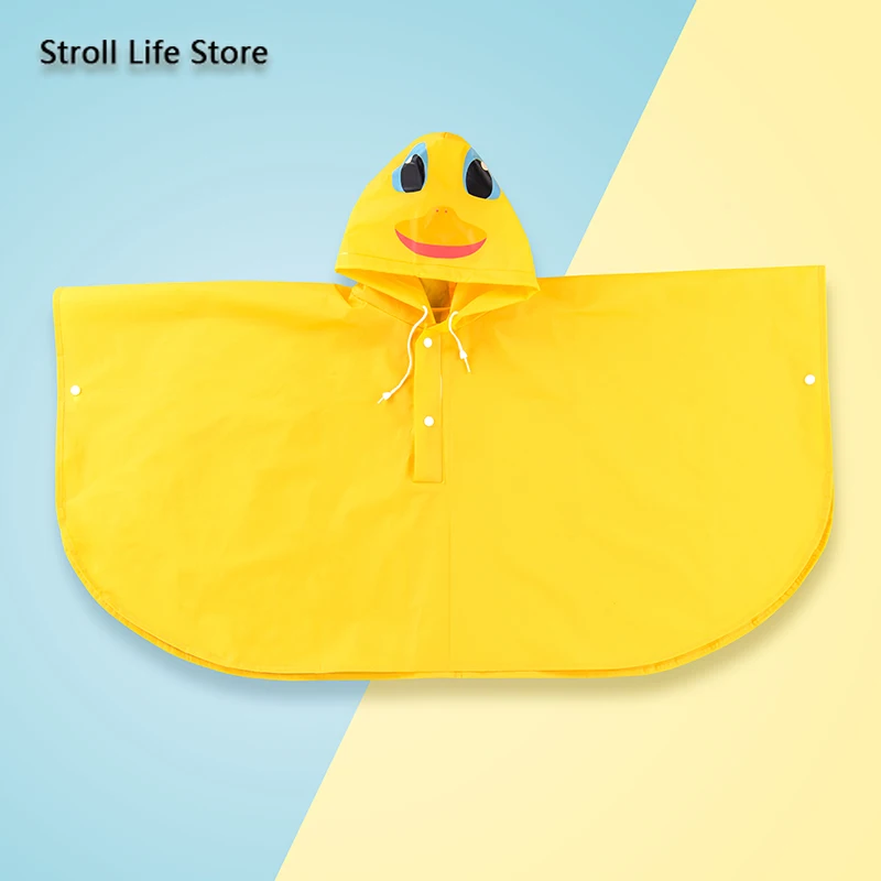 Дождевик детский желтый с мультяшным рисунком пончо от дождя для девочек и
