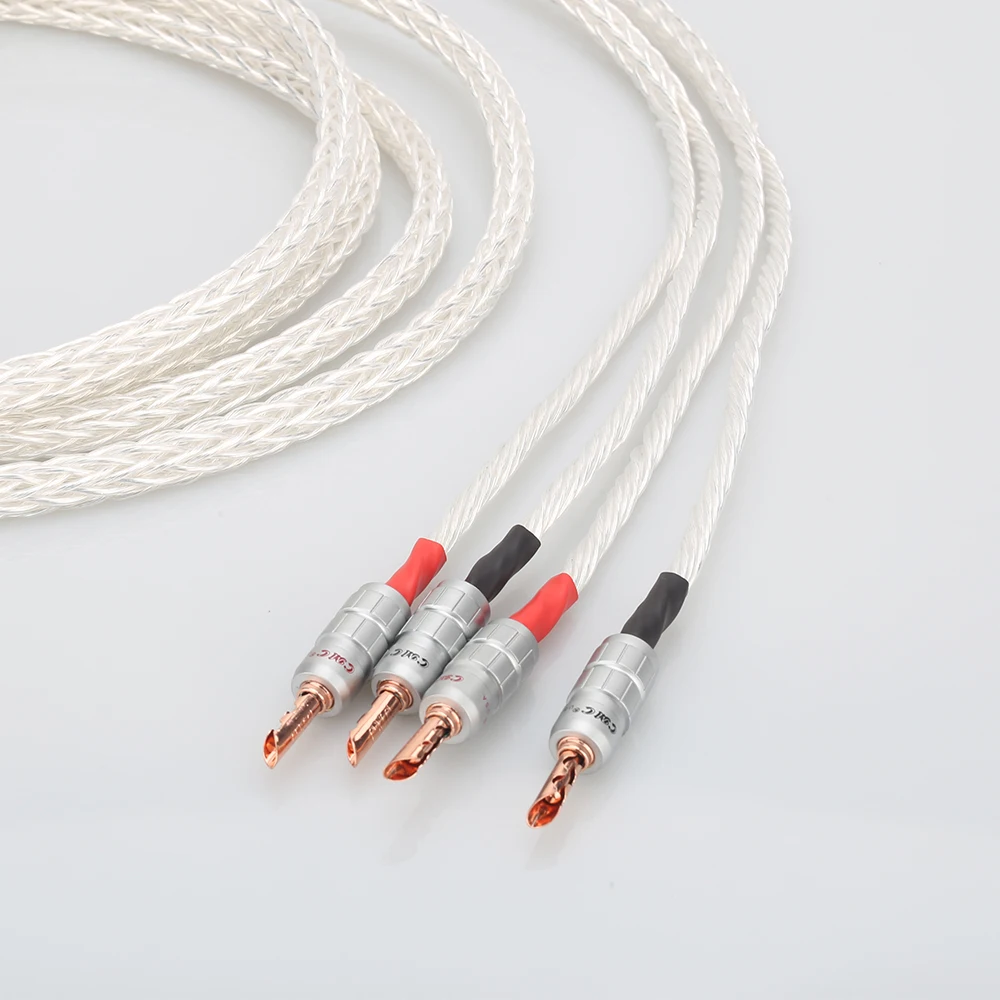 Пара 8AG посеребренный кабель для динамика Банановый штекер громкий Hi Fi