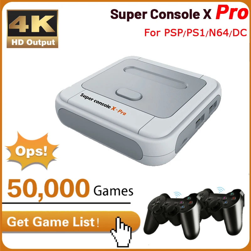 

Retro Video Game Console For PSP MD N64 MAME Portable Game Player With Controllers HD 4K TV BOX Built-in 50000 Games Dual System