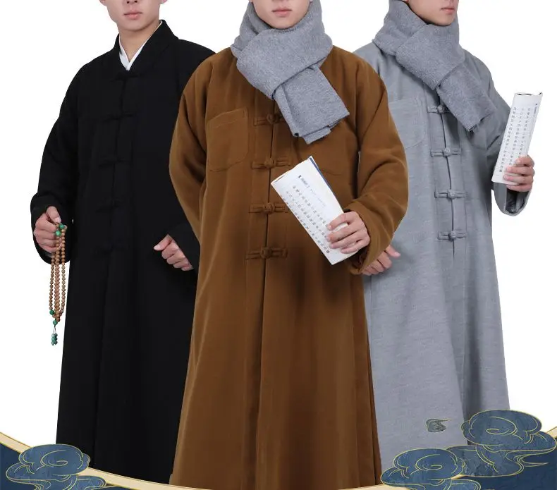 Унисекс высокое качество зимнее теплое пальто с изображением Будды халат для