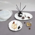 Поднос для косметики DIY, форма из смолы, полка для крыльца, Овальная Круглая силиконовая зеркальная форма из эпоксидной смолы
