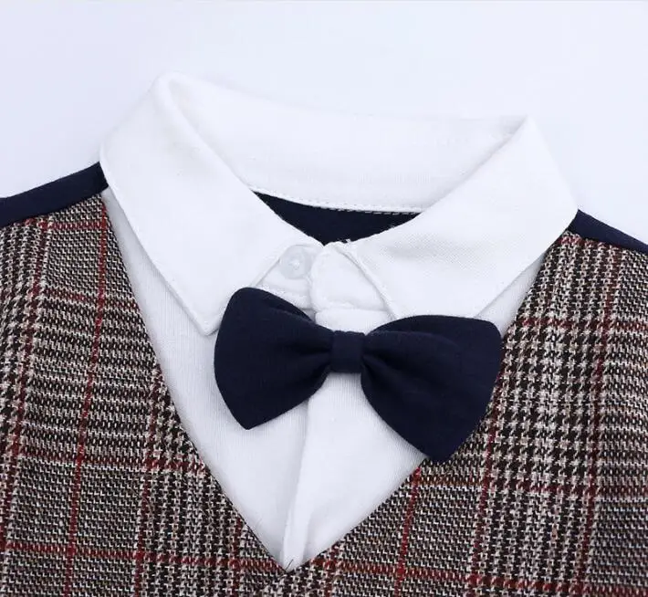 Осенний комбинезон для новорожденных мальчиков хлопковый костюм джентльмена с