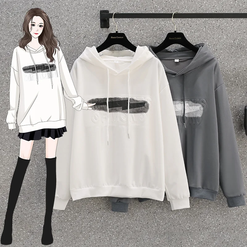 

Реальное фото осенней одежды Новинка в стиле преппи с капюшоном и буквенным принтом Kio