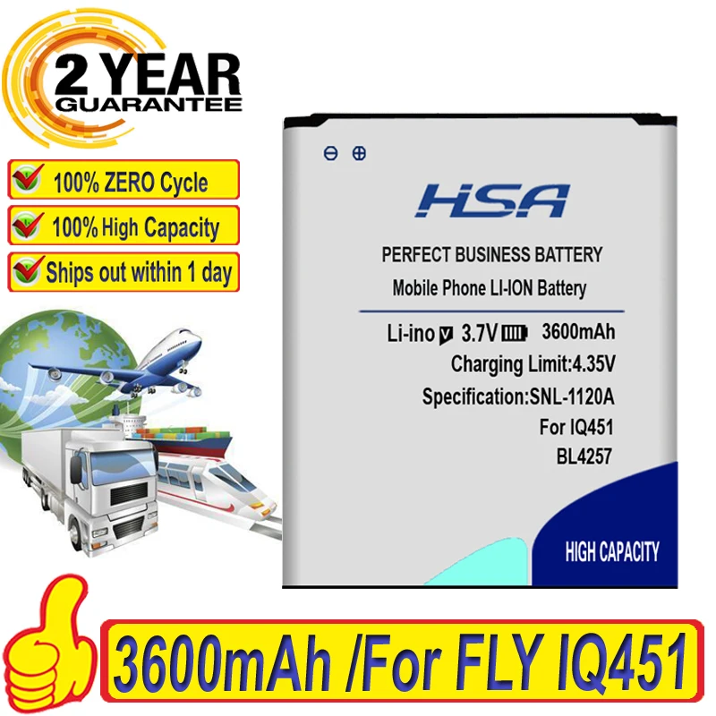 Аккумулятор BL4257 на 3600 мА · ч для FLY IQ451 Explay X Tremer fresh|battery for|battery 2500mahbattery for fly |