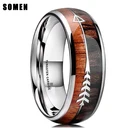 Мужское обручальное кольцо So men, вольфрамовое кольцо 8 мм с дизайном из натурального дерева и стрел, Т-образное обручальное кольцо, размер 6-13 в наличии