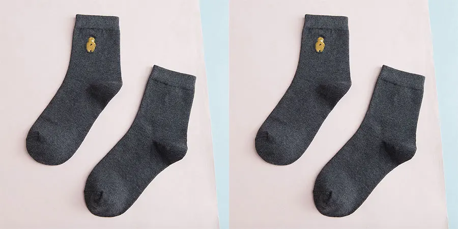 Dark grey Милые короткие носки с вышивкой из мультфильма для женщин/девочек, однотонные повседневные хлопковые носки до лодыжки, женские забавные носки - Цвет: Dark grey