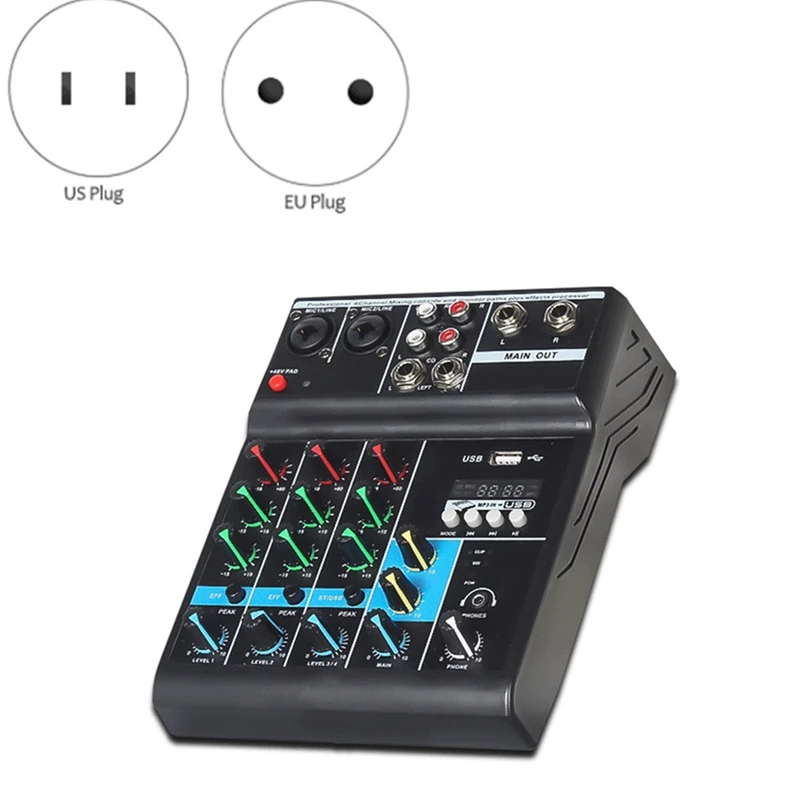 

Professional Audio Mixer 4 Channels Bluetooth Sound Mixing Console for Karaoke