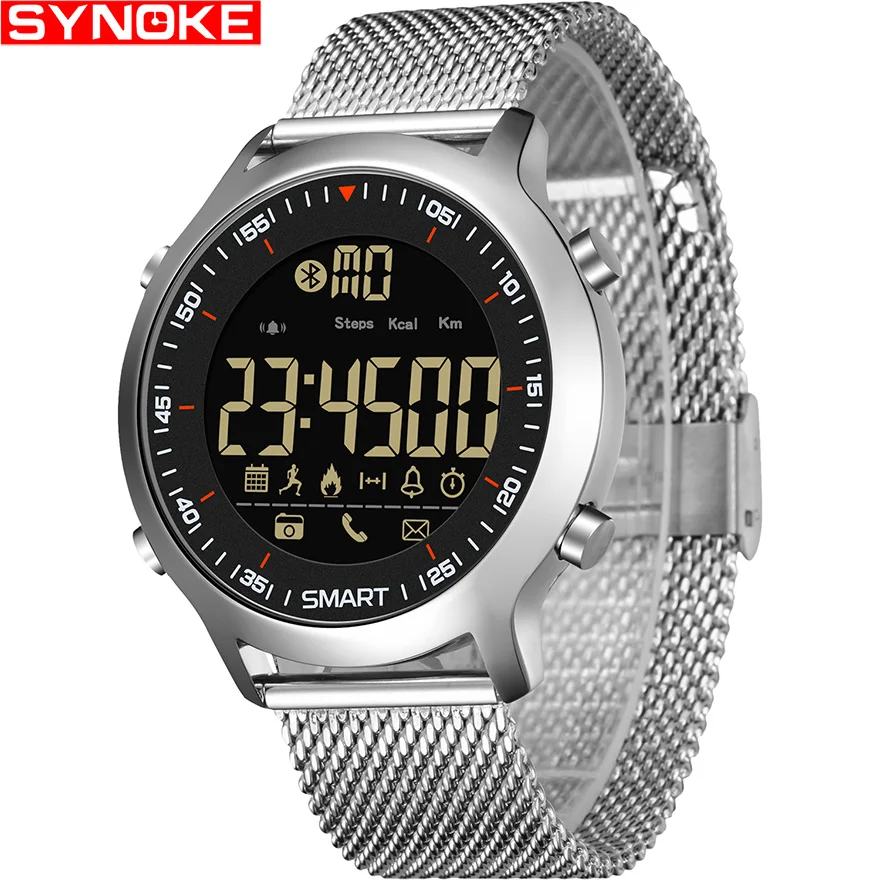 Sliver Male Smart Sport Watch Pedometer G Type Shock Outdoor Watches 50M Waterproof Digital Men Wristwatch IOS Android - Цвет: Sliver