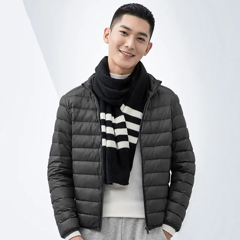 AECU New Men White Duck Down Jacket  Portable Hooded Down Coat Ultralight Men Winter Coat Warm Thermal Down Parkas