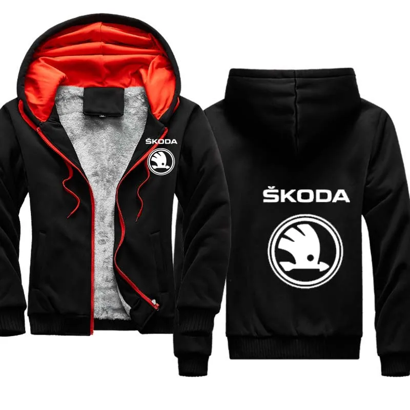 

Men's Hoodie Skoda Car Logo Printing Winter Casual Sport Jacket Thicken Warm Wool Fleece Cotton High Quality Men's Zipper Hoodie