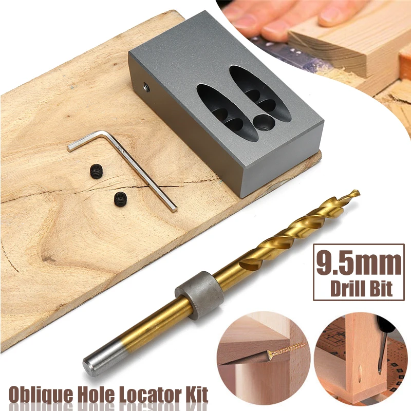 

Oblique Hole Locator Kit with 9.5mm Drill Bit Pocket Hole Jig Tool