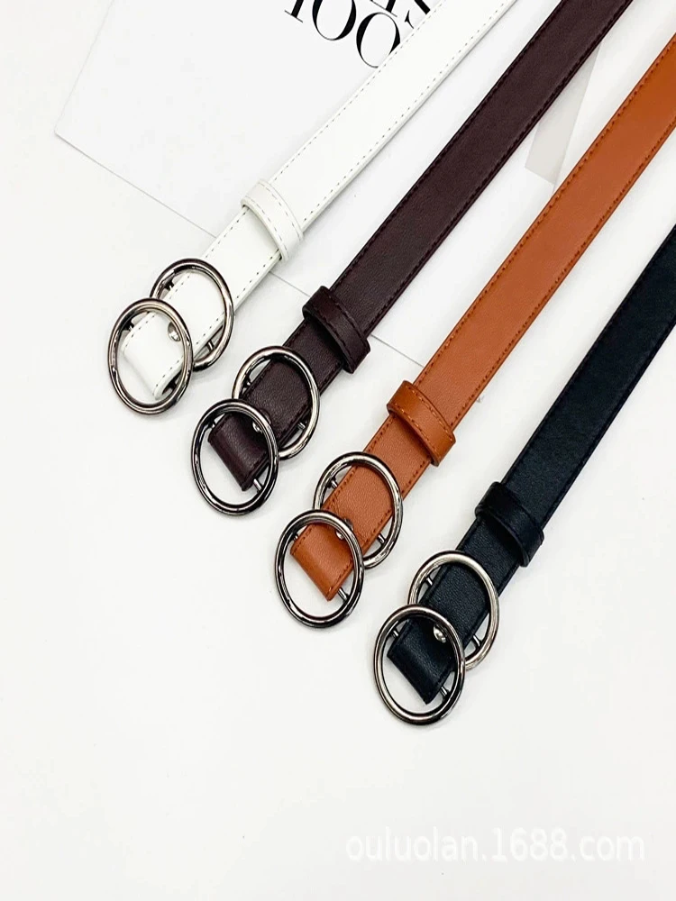 

2020 new women belt casual jeans dress metal buckle imitation leather belts belt camel chocolate white champagne brown black