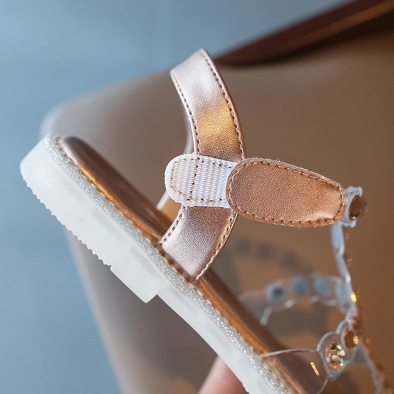 

Kids Shoes 2021 Summer Girls Fashion Beach Sandals Children Princess Flats Soft Sole Rhinestone Party Dress Toddlers Baby Shoes