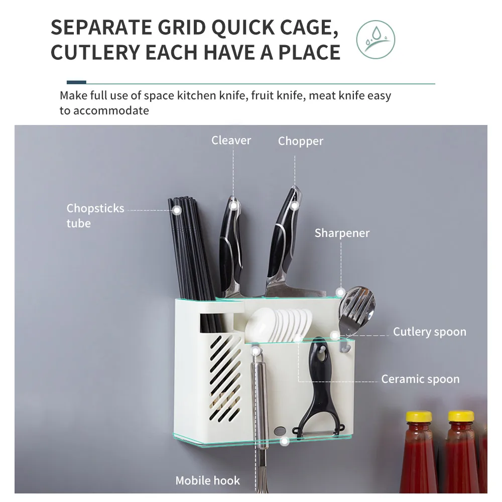 Настенная клетка для хранения палочек еды без гвоздей настенная подвесная резак