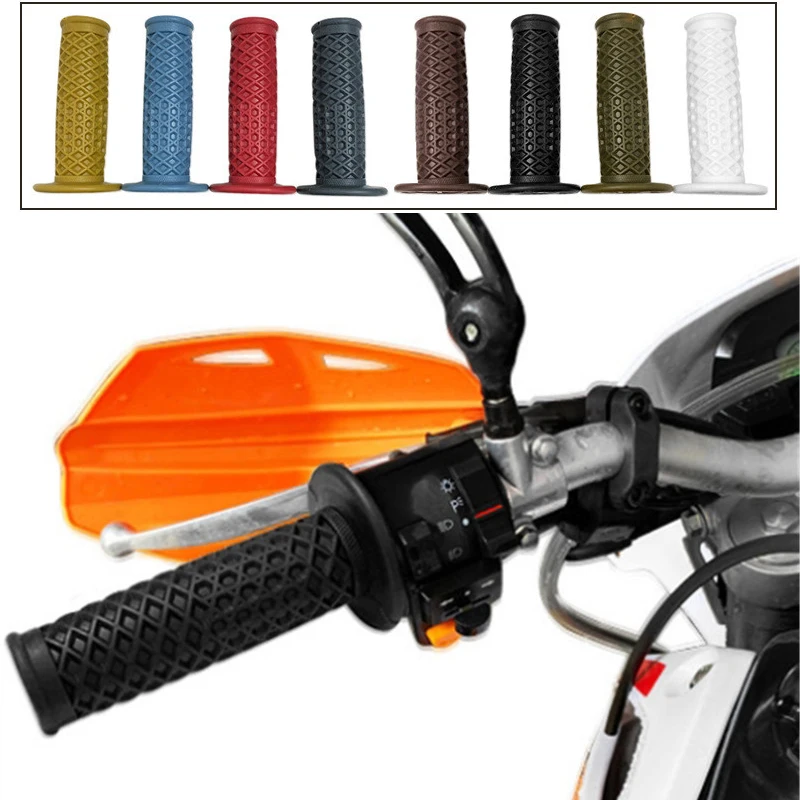 

Rubber Classic Universal Brown Black Motorcycle Grip For Harley Yamaha CG Vintage Pit Bike Handle Bar Cafe Racer Moto Handlebar