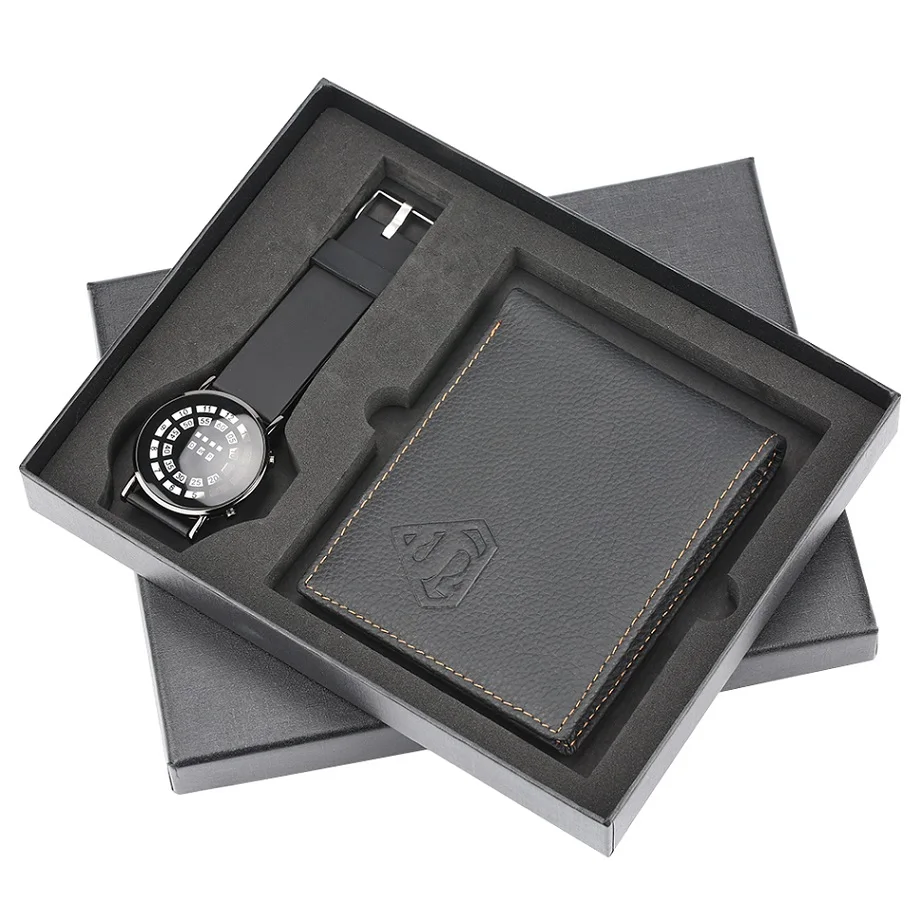 Gift Set 58 Для мужчин s часы класса люкс минималистические кварцевые наручные часы держатель для карт бумажник часы подарочный набор для мужчин часы для Муж папа дружок - Цвет: Gift Set 58