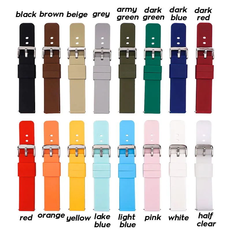 Quick Release Pins Silicone Watch Strap 14 16 18 19 20mm 21 22mm 24mm Waterproof Soft Rubber Smart Watch Band Wrist Bracelet ZGJ images - 6
