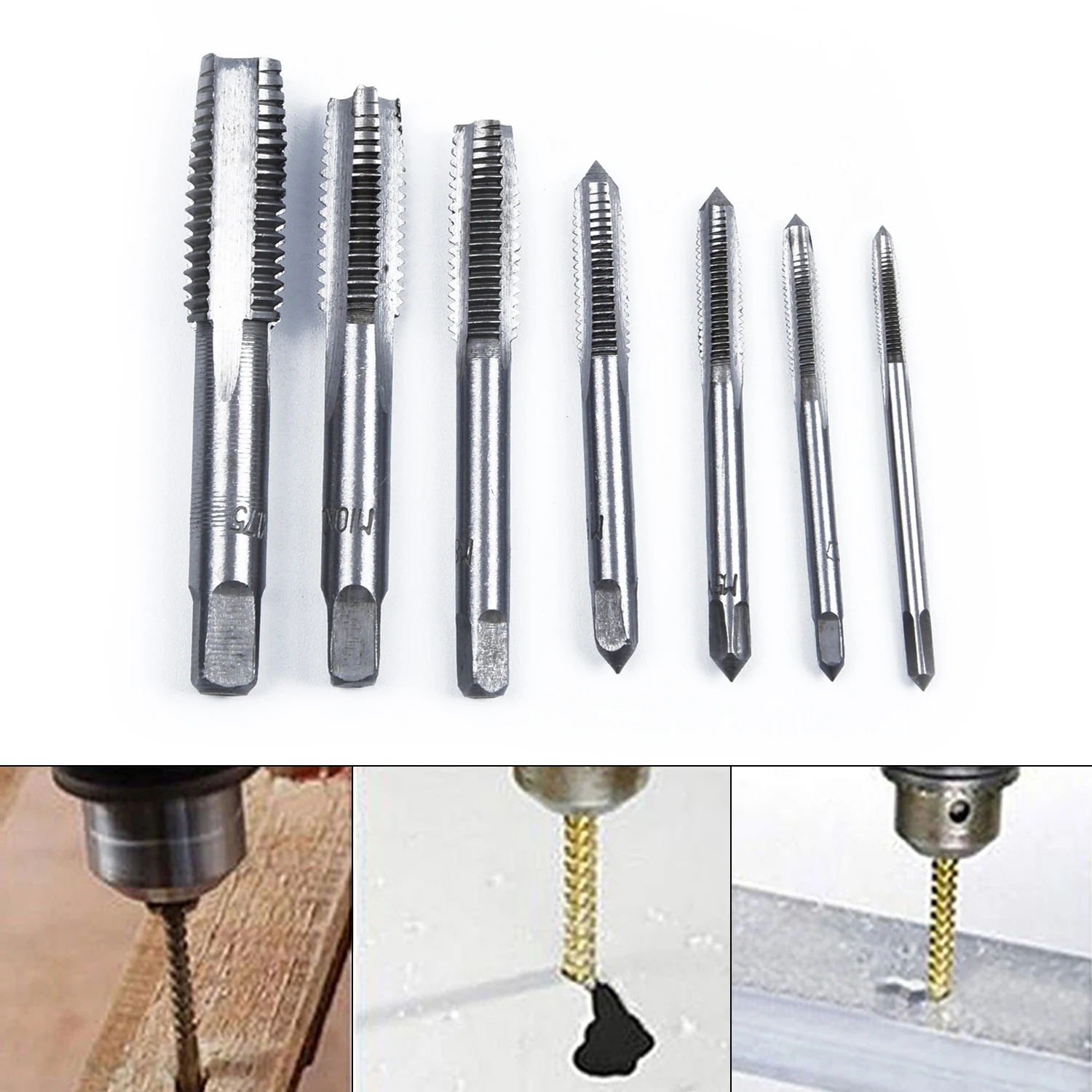 

7pcs Set STEERING/REVERSE CABLE NUT THREAD TAP-THREAD Drill Bits M3-M12