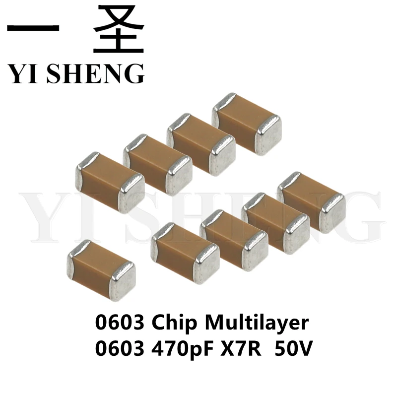 

200pcs/Lot 470pF X7R 10% 50V 0603 470P 471 SMD Thick Chip Multilayer Ceramic Capacitor