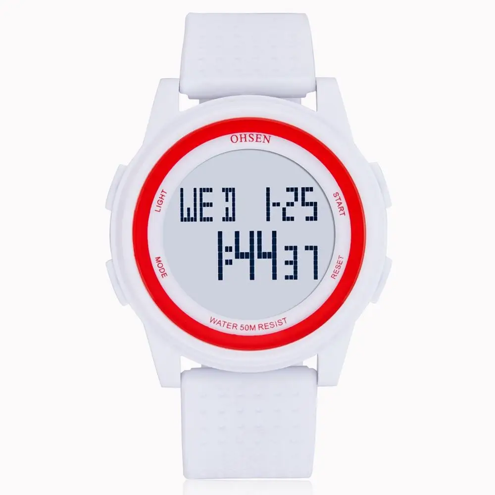 

OHSEN Brand Digital LCD Mens Watch reloj hombre 50M Dive Military Black Silicone Outdoor Sport Wristwatch Male clocks Gifts