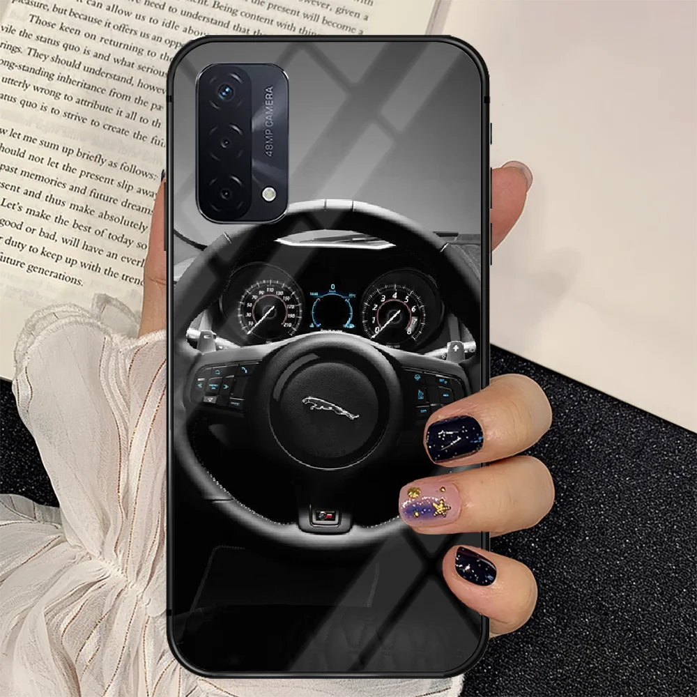 

car brand Jaguars Phone Tempered Glass Case Cover For oppo realme find a x c xt gt 2 53 3 6 7 50 11 Pro lite 5g Pretty Fashion