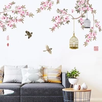 flower bird birdcage wall stickers self adhesive vinyl wallpaper living room bedroom wall decor home decoration accessories