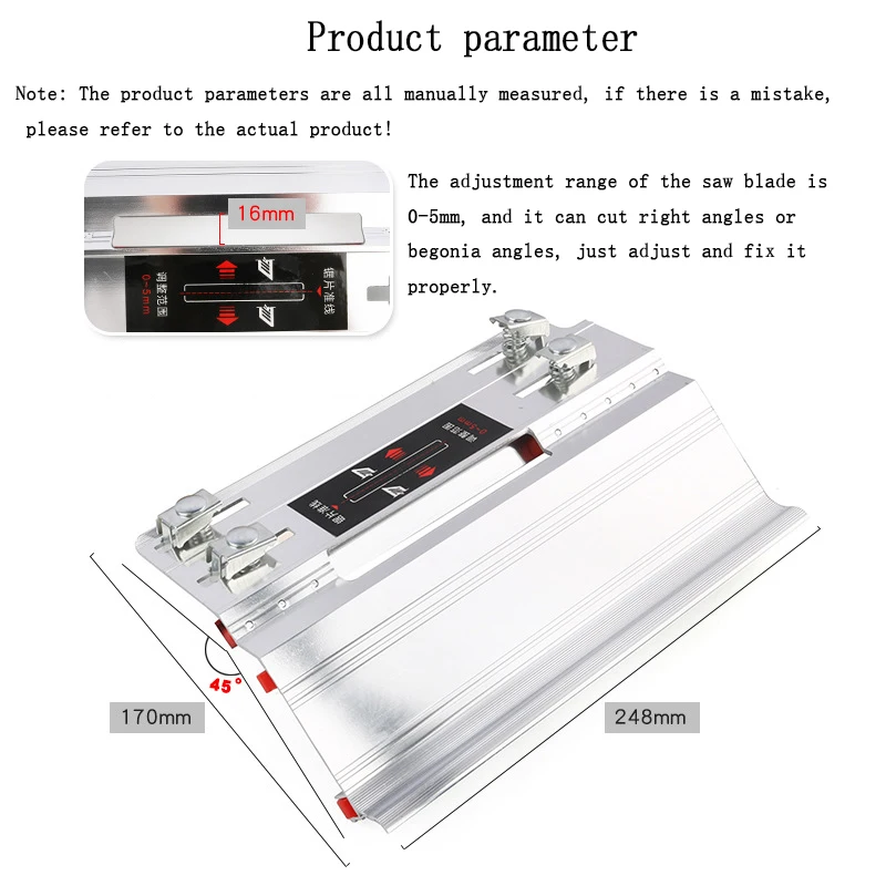 

Adjustable Masonry 45 Degree Chamfering Cutter Stone Cutting Machine Tile Marble Chamfering Guide Locator Construction Tools