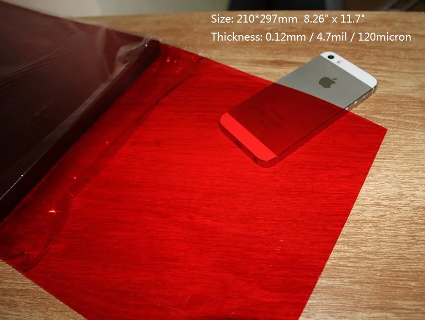 Thickness 120micron Size A4 Transparent Red Plastic Binding Cover Ultrathin Acetate PVC Sheet  10/20/50 - You Choose Quantity