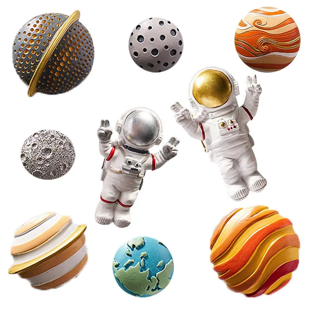 

9 шт., 3d-астронавт, магниты на холодильник, мини-модель «сделай сам», звезда, космос, пилот, Мультяшные персонажи, украшение для дома, магнитны...