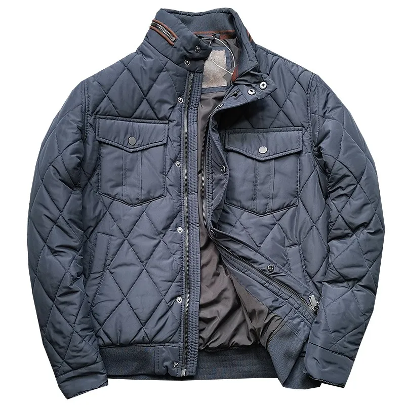 

Casual Mens Short Loose Covered Button Turn-Down Collar Plaid Spliced Jackets Pockets Zippers Thicken Winter Warm Vintage Coat