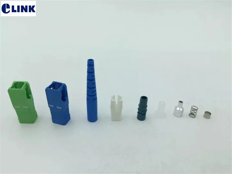 1000pcs fiber optic SC connector kits 3.0mm 2.0 SM SC/APC UPC kit accessories blue green without ferrule factory ELINK | Мобильные