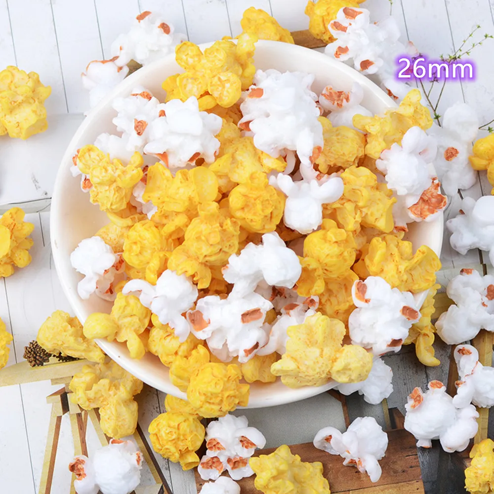 

New Resin Flat Back Cabochon 3D Popcorn Charm Cabochons 10pcs Food Scrapbook Kawaii DIY Embellishments Accessories