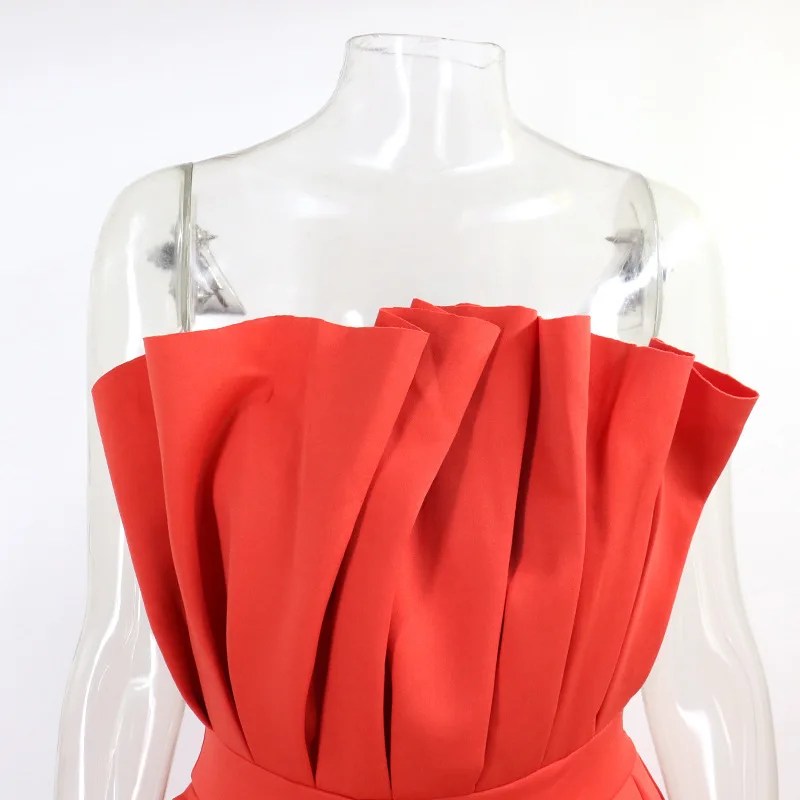 

Ruffles Sexy Summer Dress Women Clothing Off Shoulder Sleeveless Bodycon Dress Chiffon Club Party Dress Red Mini Vestidos 2020