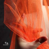 hexagon mesh orange tulle fabric diy patchwork veil sewing fluffy skirt party decor wedding dress designer fabric