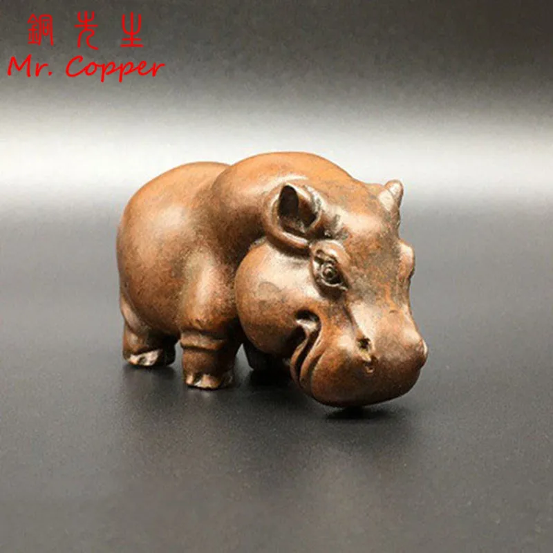Статуэтка бегемота медная однотонная миниатюрное украшение в виде животного