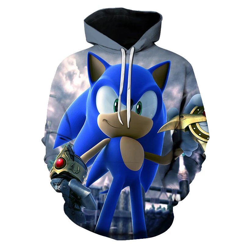 Хит продаж! толстовка с капюшоном Sonic the hedgehof для мужчин белая аниме Harajuku 3D модный