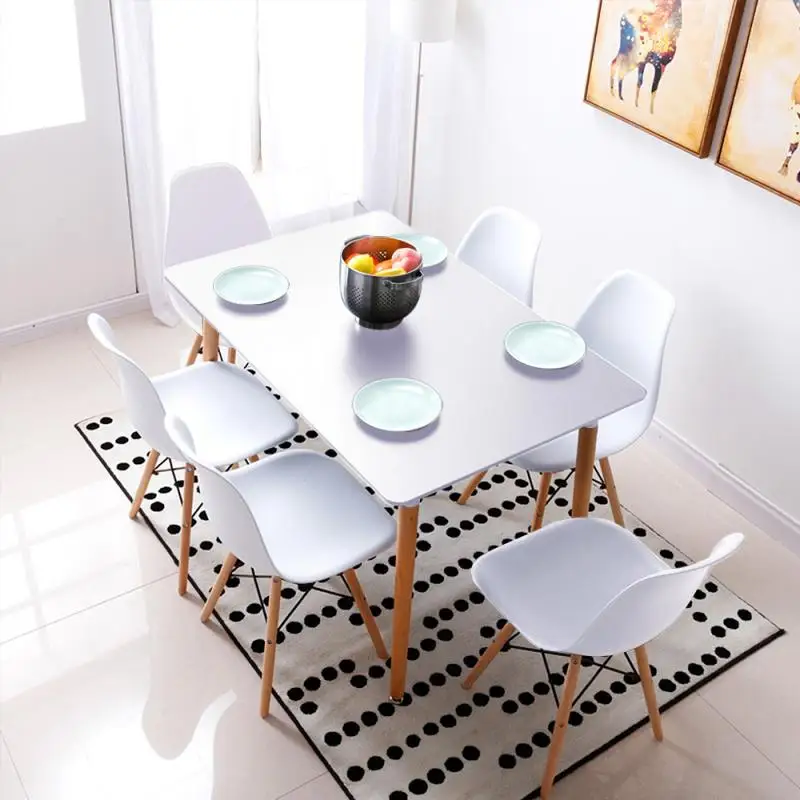 

6Pcs Modern Style Dining Chairs With Beech Wood Legs Lounge Chairs Plastics Kitchen Living Room Side Chairs Comfort Seat HWC