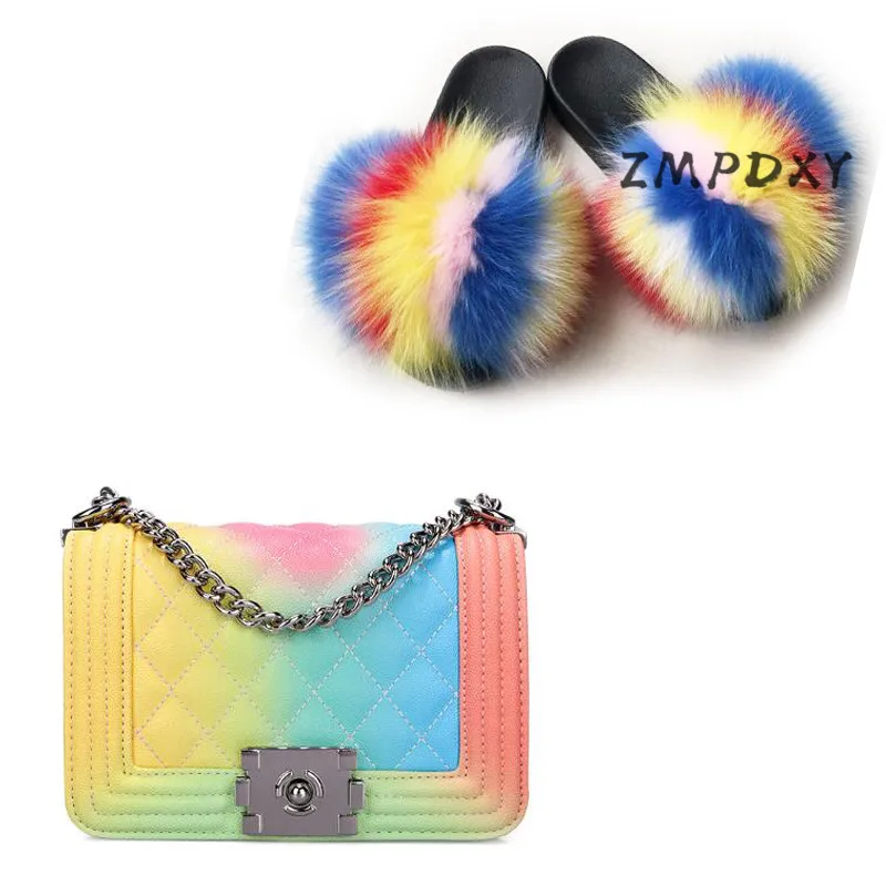 Шлепанцы женские из натурального меха лисы наборы обуви на ремне меховые тапочки