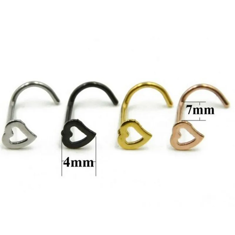 

New 1Pc Fashion Punk Stainless Steel Love Nose Ring Nostril Hoop Women Accessories Jewelry 10cmx4cm