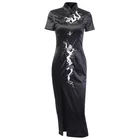 Новинка 2021, женское платье, черное винтажное готическое платье на Хэллоуин, Длинные вечерние платья с вышивкой дракона, китайское платье чонсам
