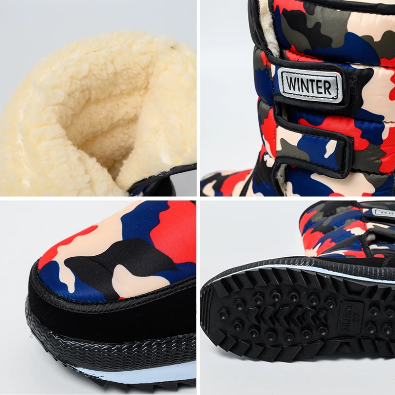 

Platform Winter Shoes Women Fur Warm Snow Boots Female Mid-Calf Boot Waterproof Lady Cotton Footwear Non-slip Plus Size