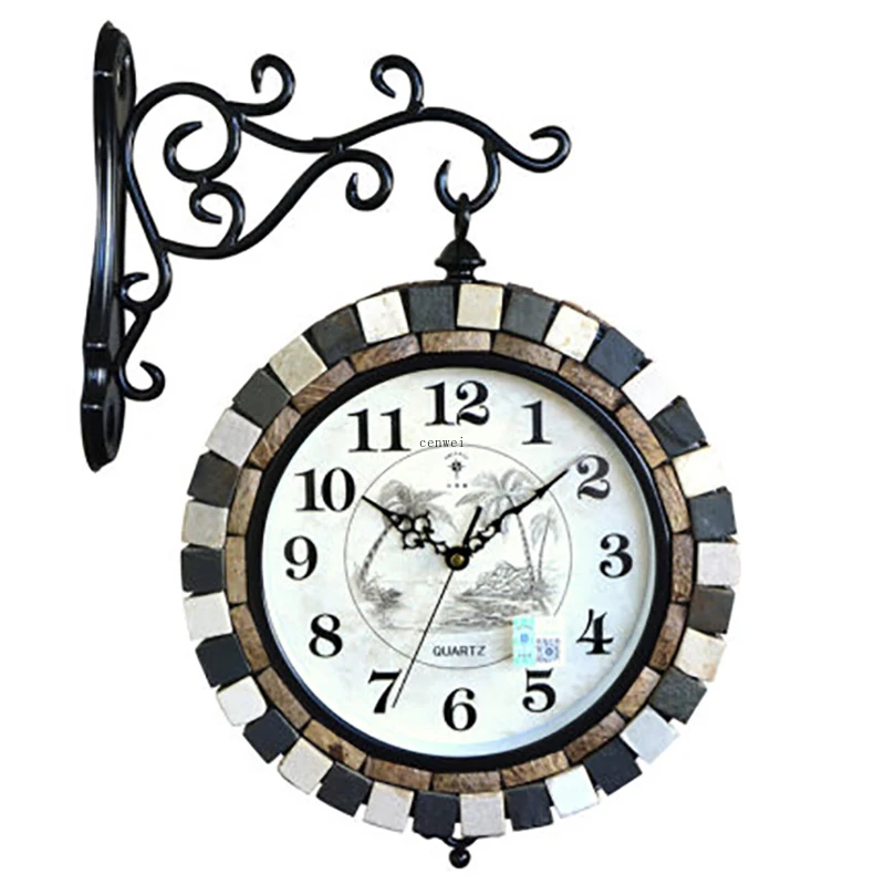 3d большие настенные часы бесшумные Двухсторонние креативные металлические