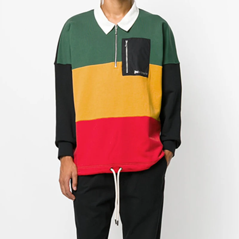 Свитшот с отложным воротником и длинным рукавом на молнии|Мужские толстовки